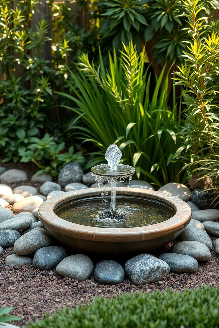 Water Feature Focal Point - 24 Small Backyard Landscaping Ideas