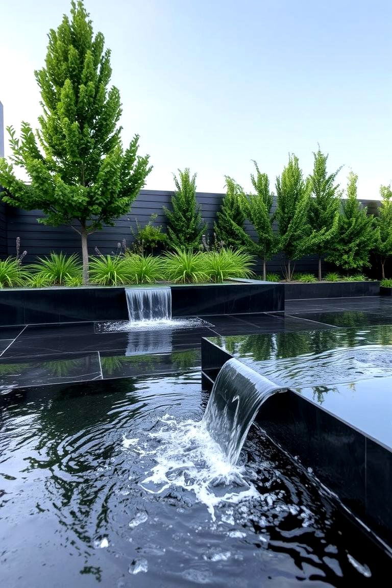 Water Feature Fusion - 24 black concrete patio ideas