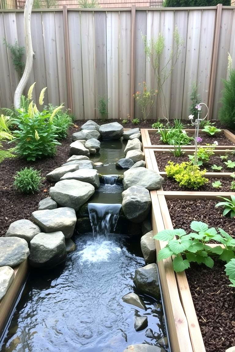 Water Feature Incorporation - 24 Raised Garden Bed Along Fence Ideas