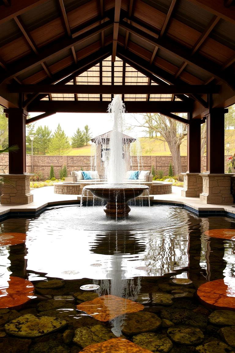 Water Feature Pavilion - 24 Outdoor Pavilion Ideas