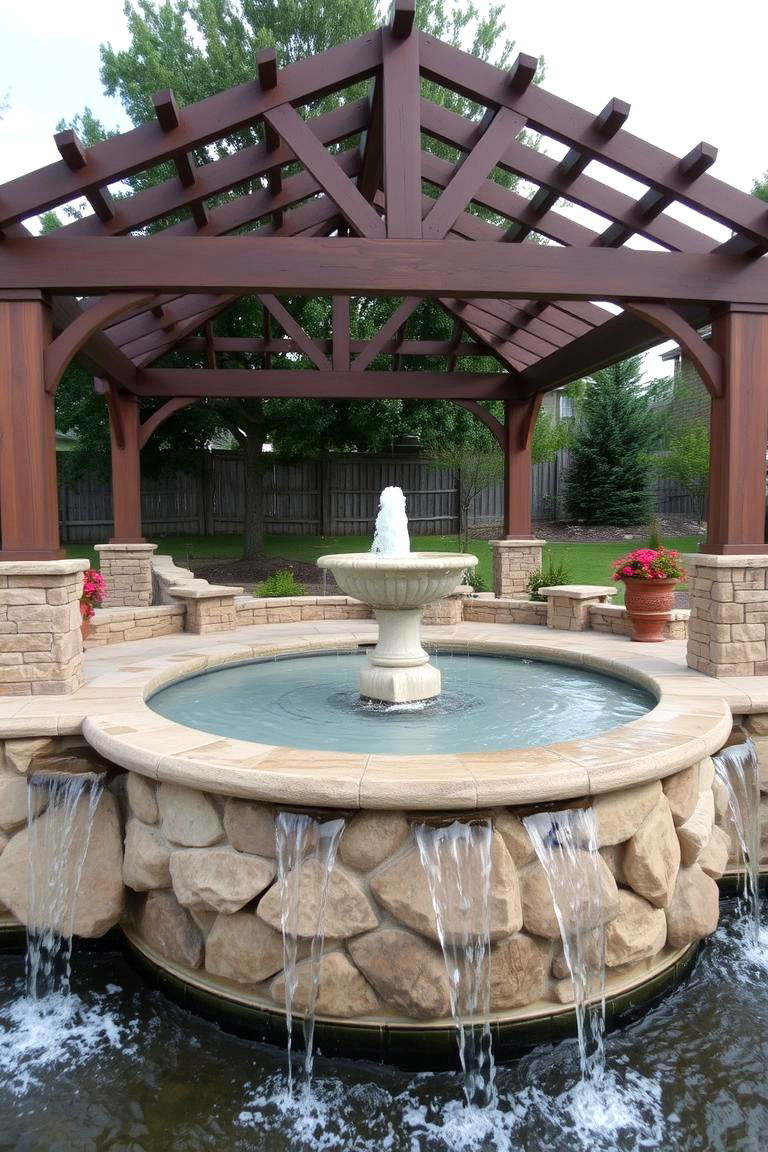 Water Feature Pergola - 24 Small Patio Pergola Ideas