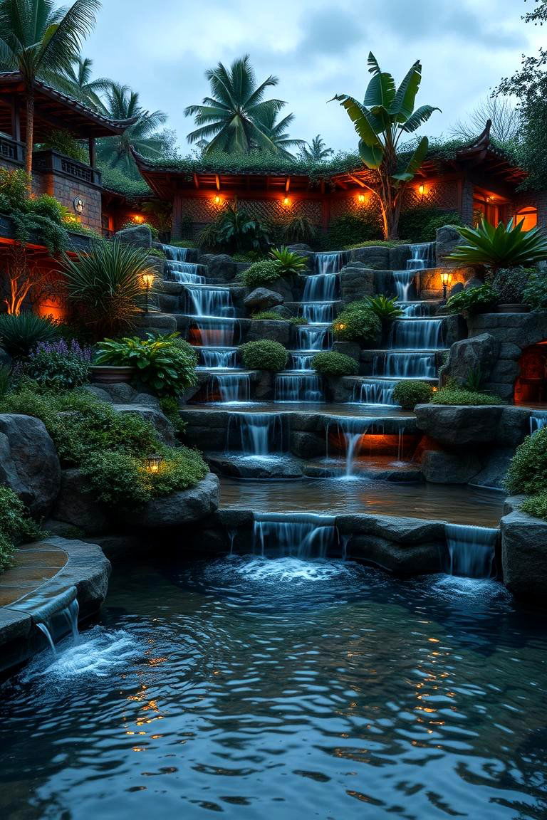 Water Feature Terraced Escape - 24 Terraced Garden Ideas