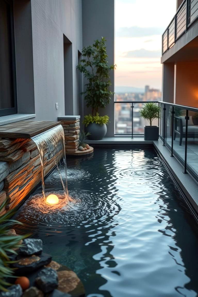 Water Feature Tranquility - 24 Loft Balcony Ideas