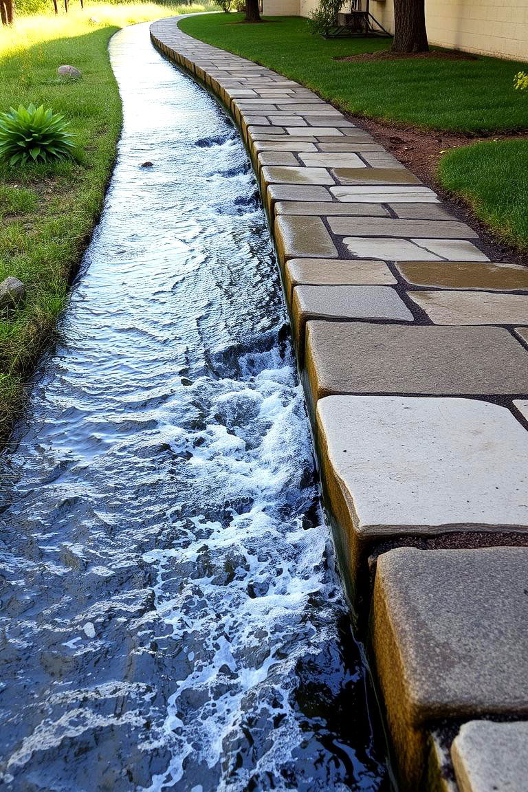 Water Feature Walkway - 24 Sloped Walkway Ideas