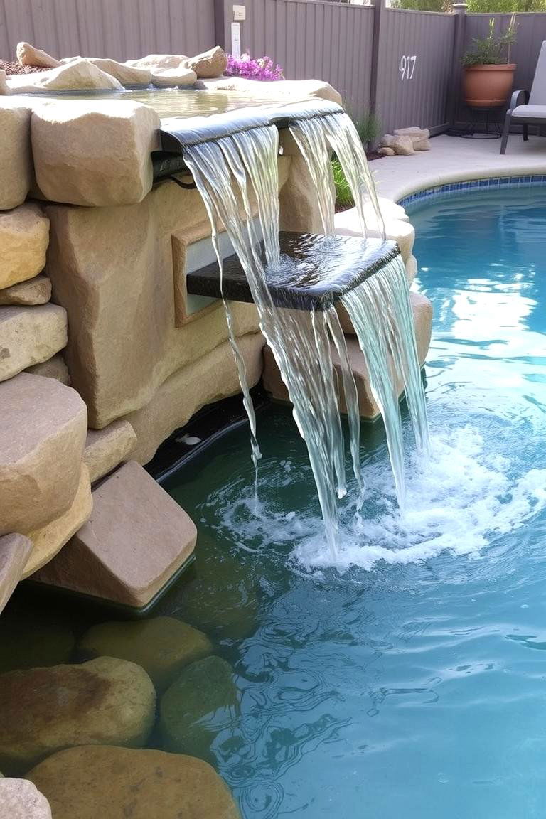 Water Feature for Poolside Serenity - 24 Above Ground Pool Landscaping Ideas