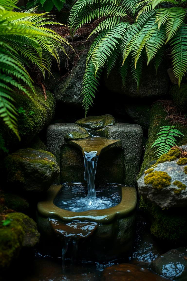 Water Feature in a Shady Nook - 24 Shade Garden Design Ideas