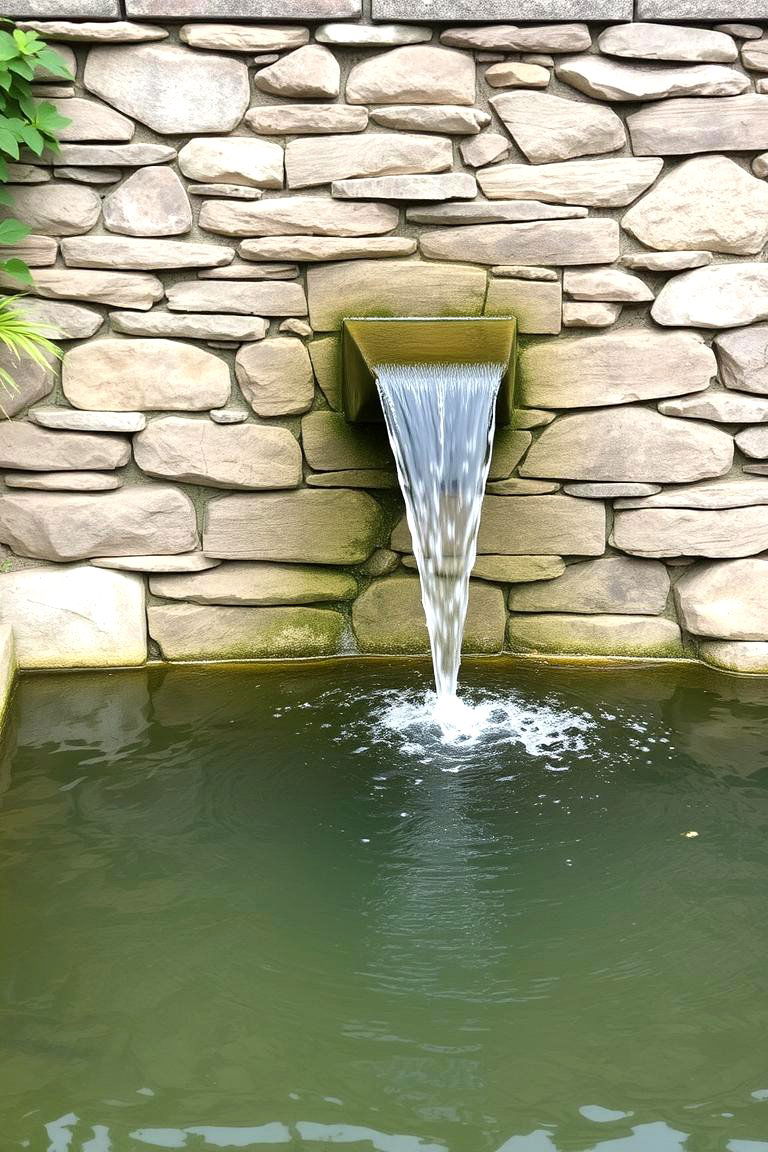 Water Feature with Stone Wall Backdrop - 24 Stone Wall Ideas