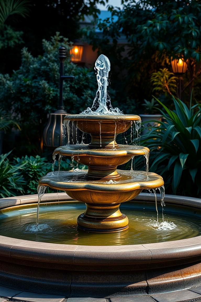 Water Fountain Feature - 24 Backyard Patio Ideas