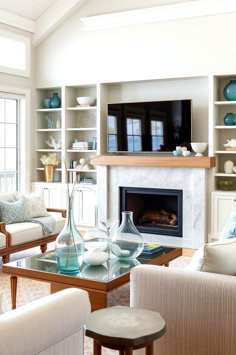 Water Inspired Accents - 24 Beach House Living Room Ideas