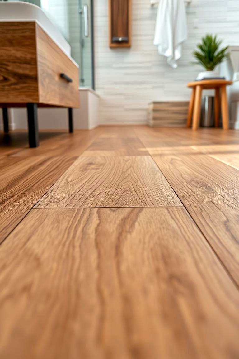 Water Resistant Engineered Wood Floors - 24 Ideas for Wood Floors in Bathrooms