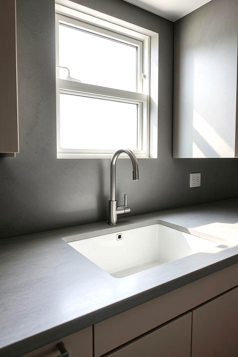 Water Resistant Sink Surrounds - 24 Microcement Kitchen Ideas
