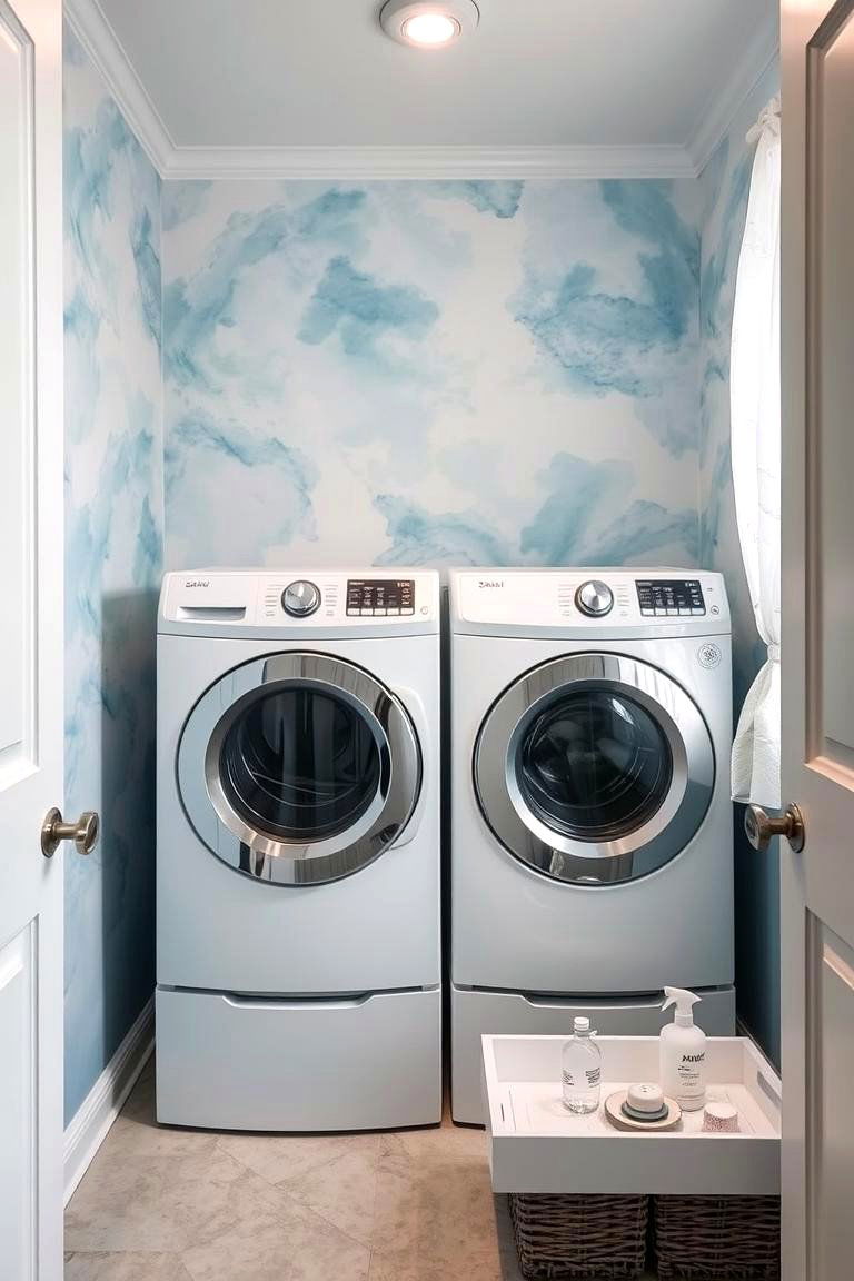 Watercolor Washes - 24 Laundry Room Wallpaper Ideas