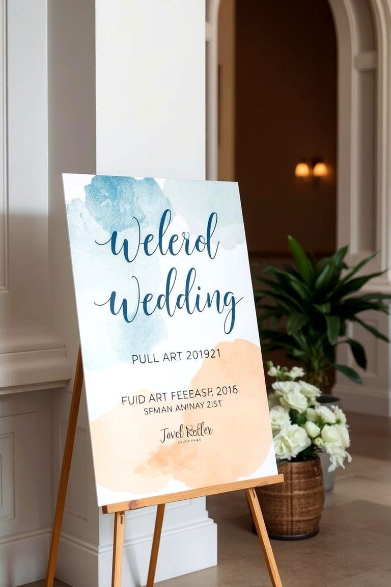 Watercolor Whimsy Entrance Sign - 24 Wedding Welcome Sign Ideas