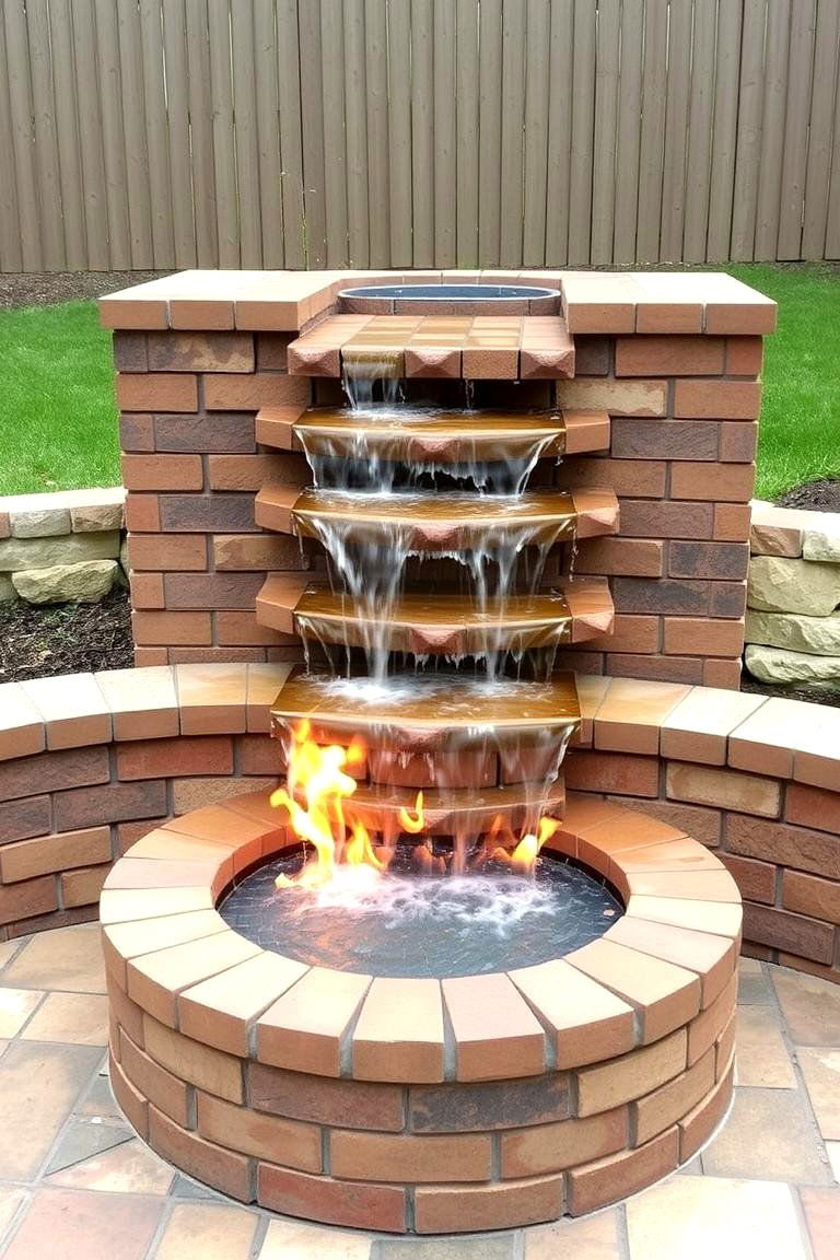 Waterfall Brick Fire Pit - 24 Brick Fire Pit Ideas