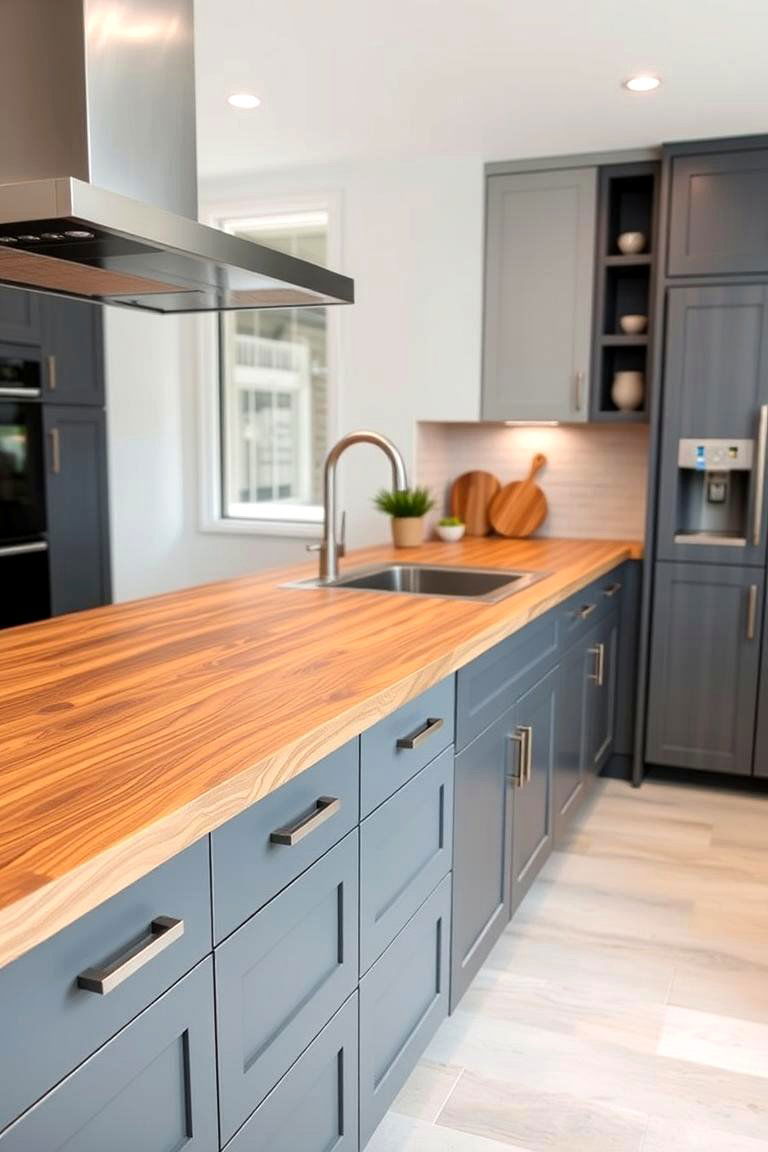 Waterfall Edge Wood Countertop - 24 Wood Countertop Ideas