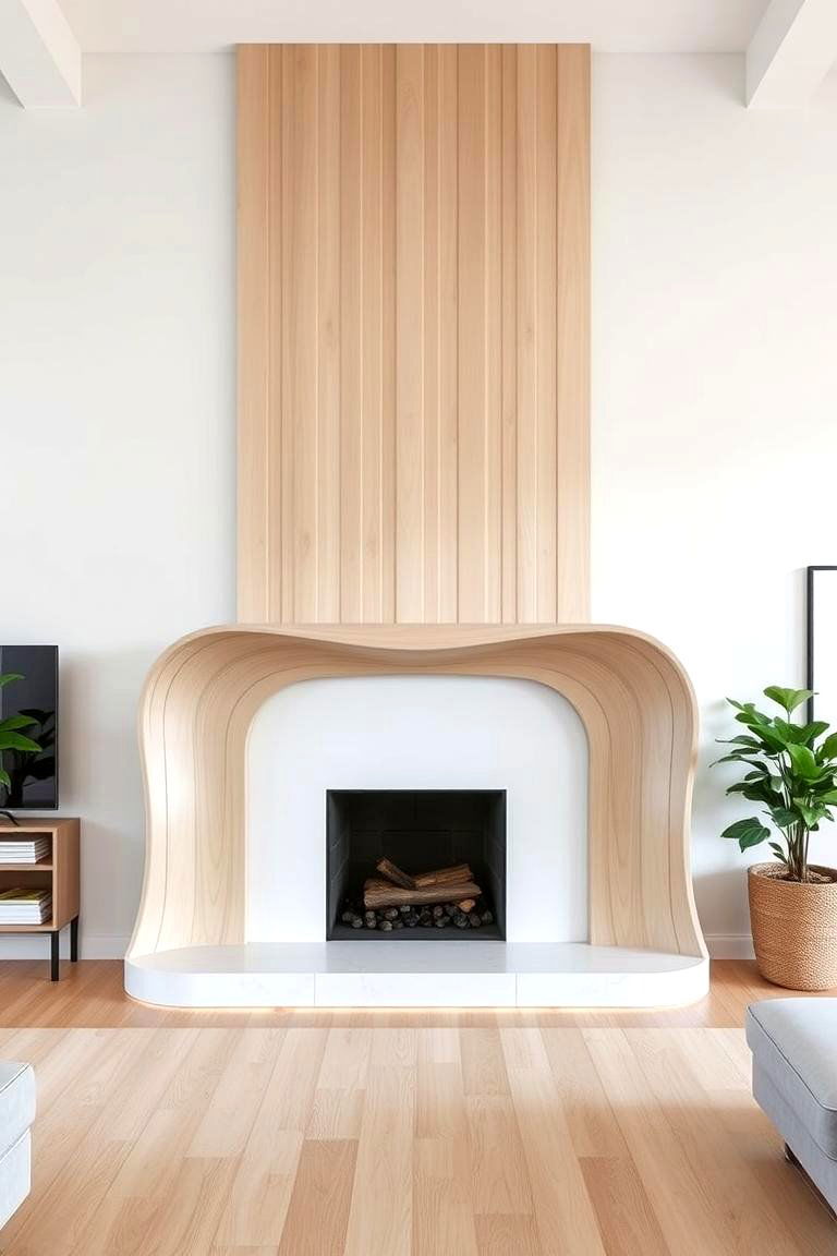 Waterfall Edge Wood Mantel - 24 Wood Mantel Ideas