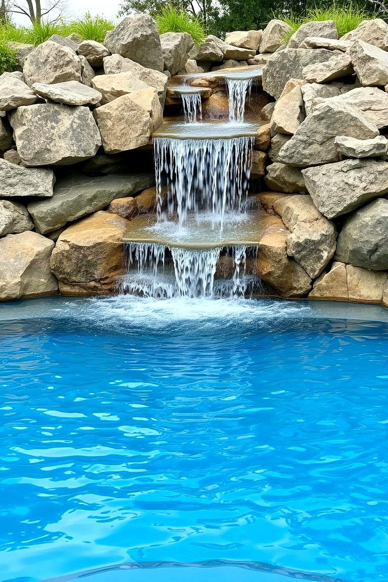 Waterfall Feature Pool - 24 Swimming Pool Ideas