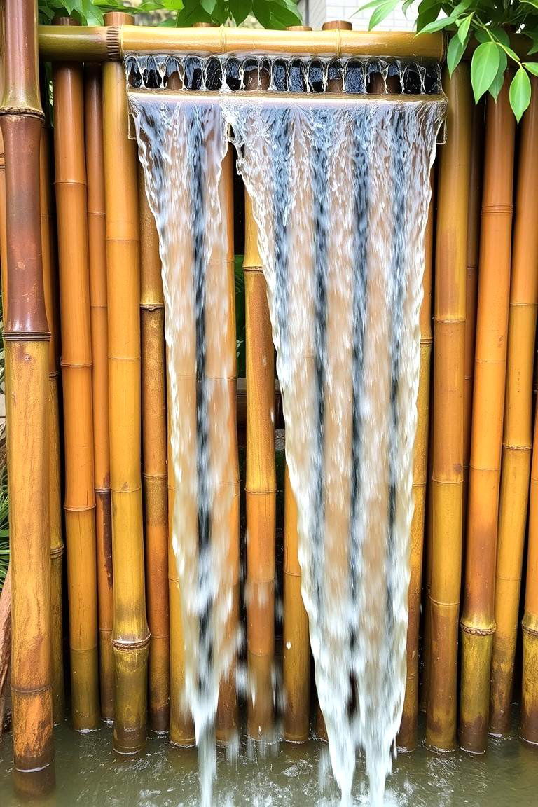 Waterfall with Bamboo - 24 Backyard Waterfall Ideas