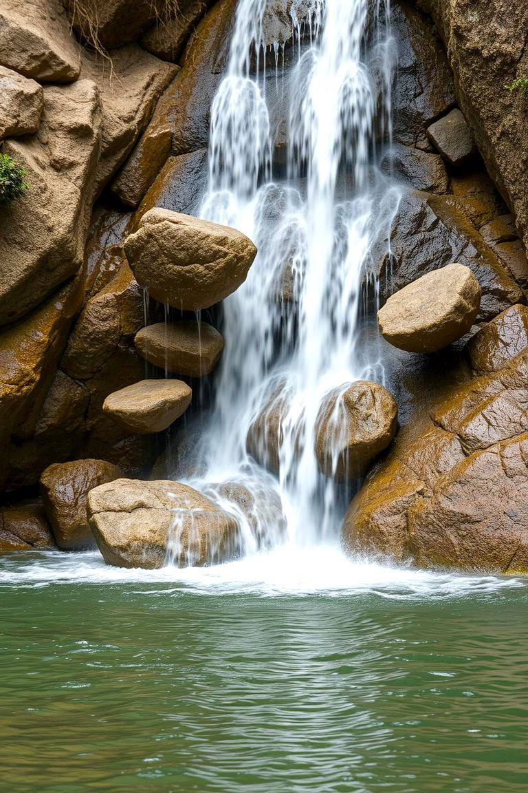 Waterfall with Floating Rocks - 24 Backyard Waterfall Ideas