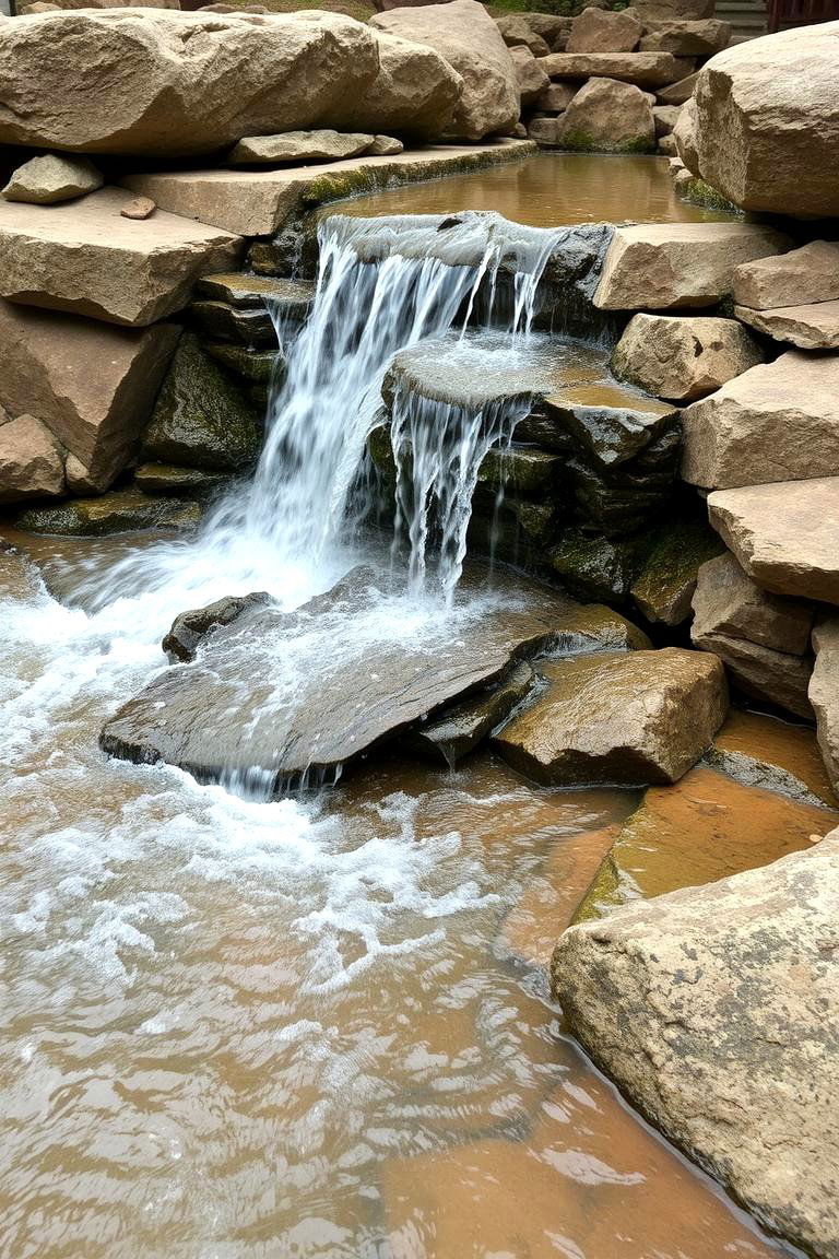 Waterfall with Sloping Rock Pond - 24 Small Pond Ideas With Waterfalls