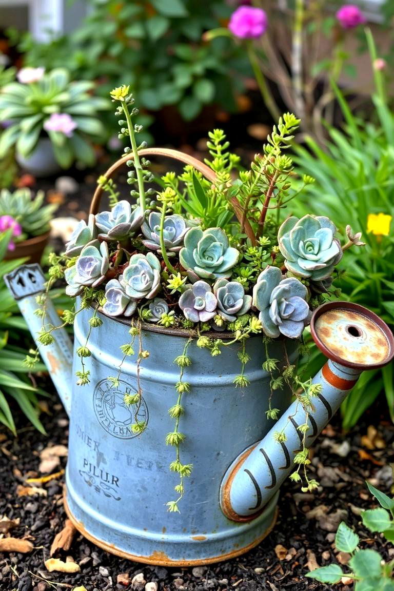 Watering Can Planter - 24 Outdoor Succulent Container Ideas