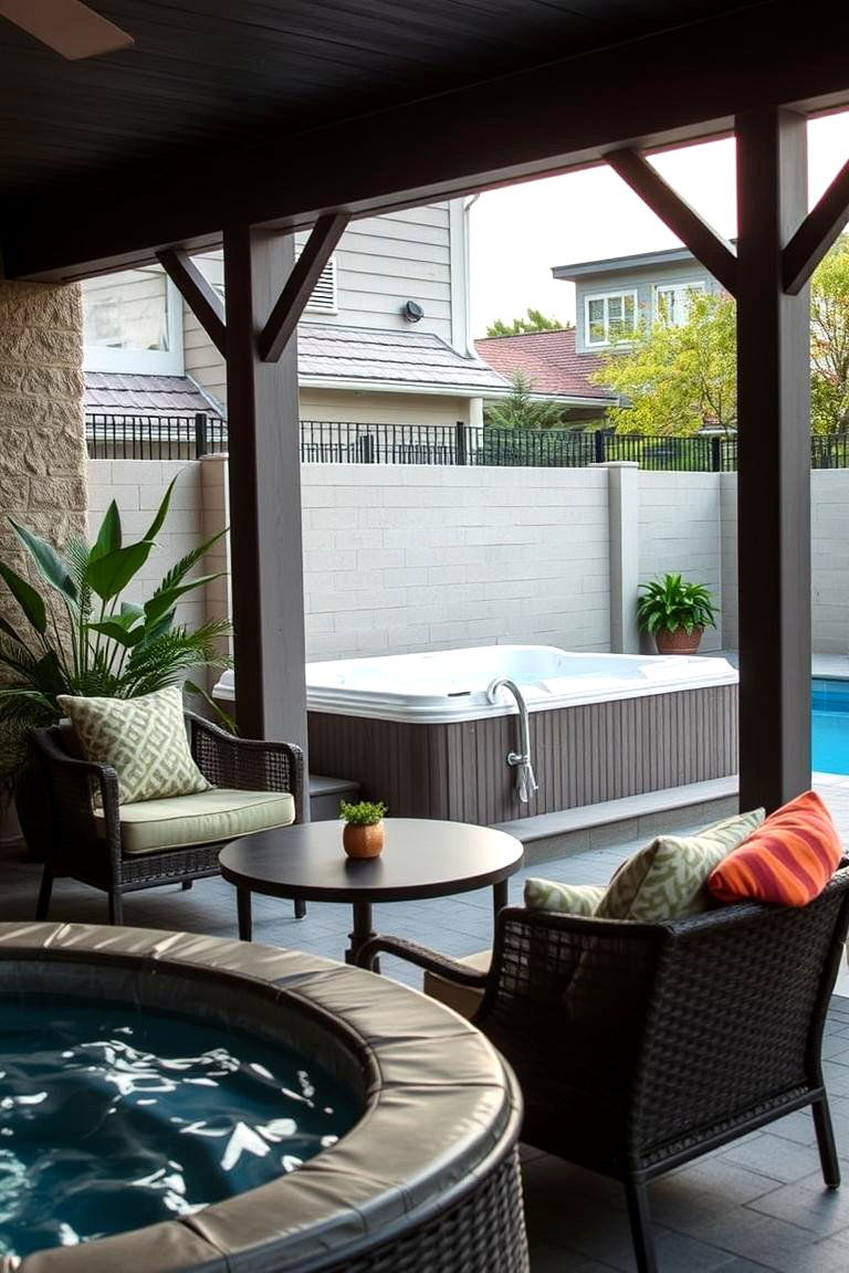 Waterproof Outdoor Lounge - 24 Hot Tub Landscaping Ideas