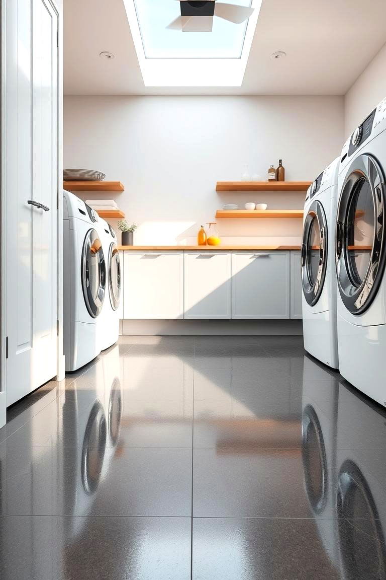 Waterproof Vinyl Elegance - 24 Laundry Room Floor Ideas