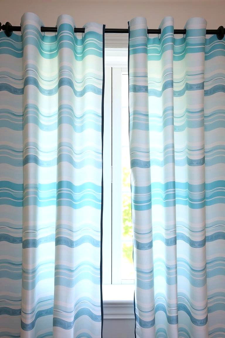 Wave Pattern Curtains Flow - 24 Ocean-themed Nursery Ideas