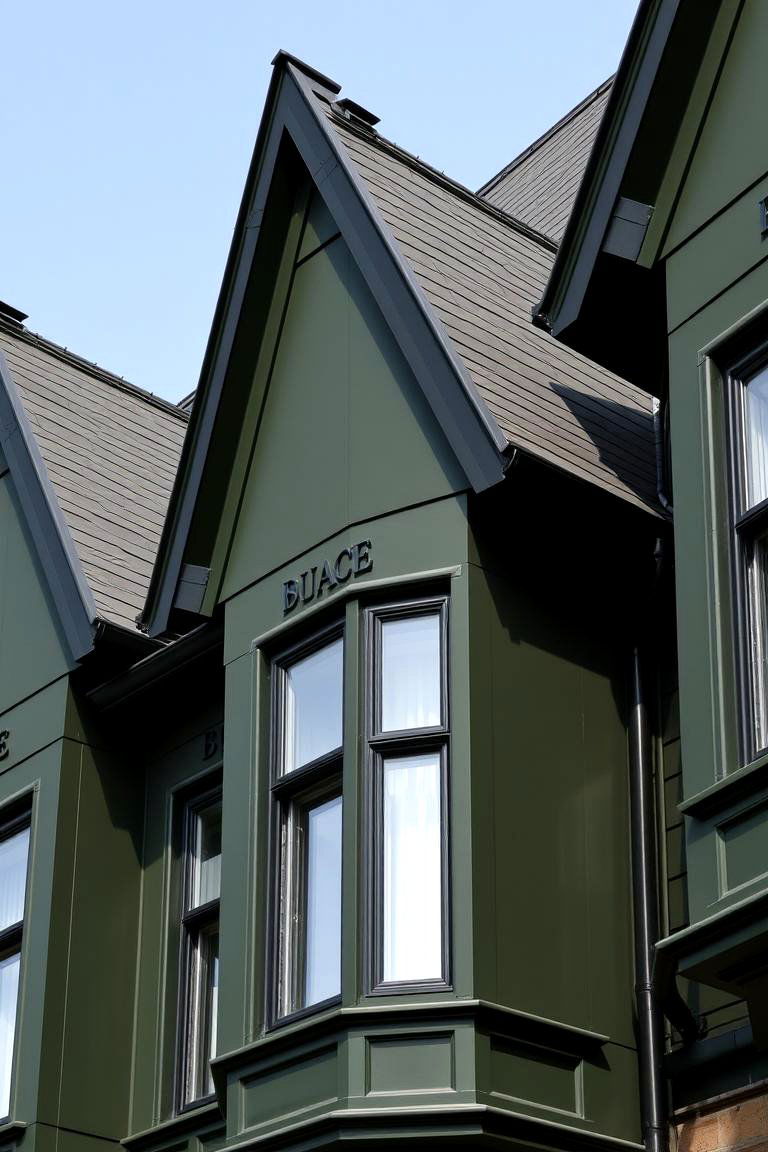 Weather Resistant Brilliance - 24 Dark Olive Green House With Black Trim