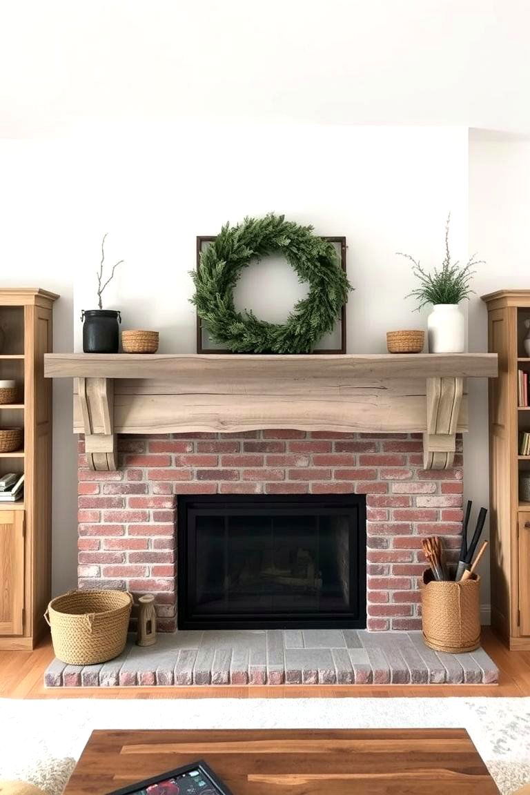 Weathered Gray Wood Mantel - 24 Wood Mantel Ideas