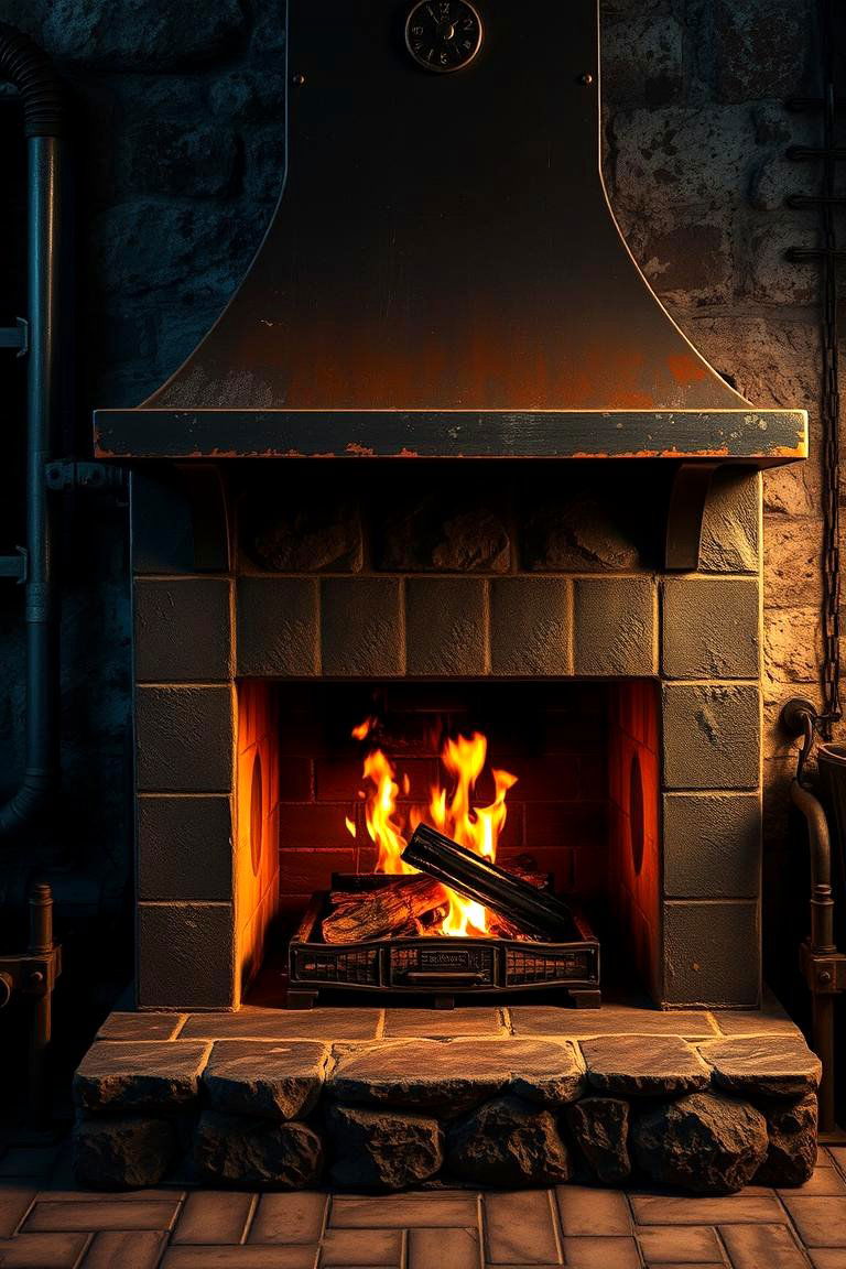 Weathered Industrial Style Fireplace - 24 Outdoor Corner Fireplace Ideas