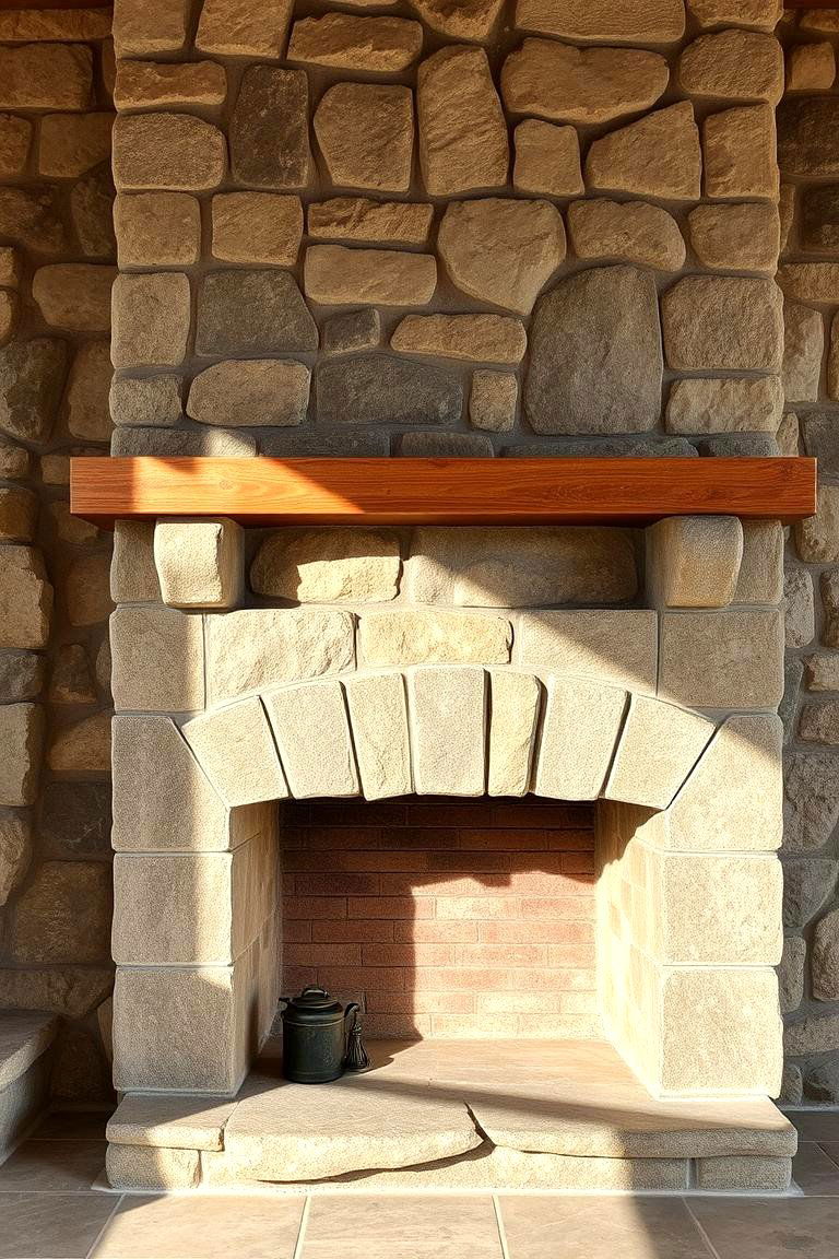 Weathered Stone Fireplace - 24 Stone Fireplace Ideas