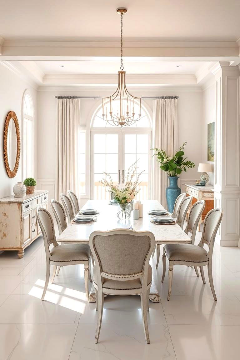 Weathered White Finishes - 24 Coastal Dining Room Ideas