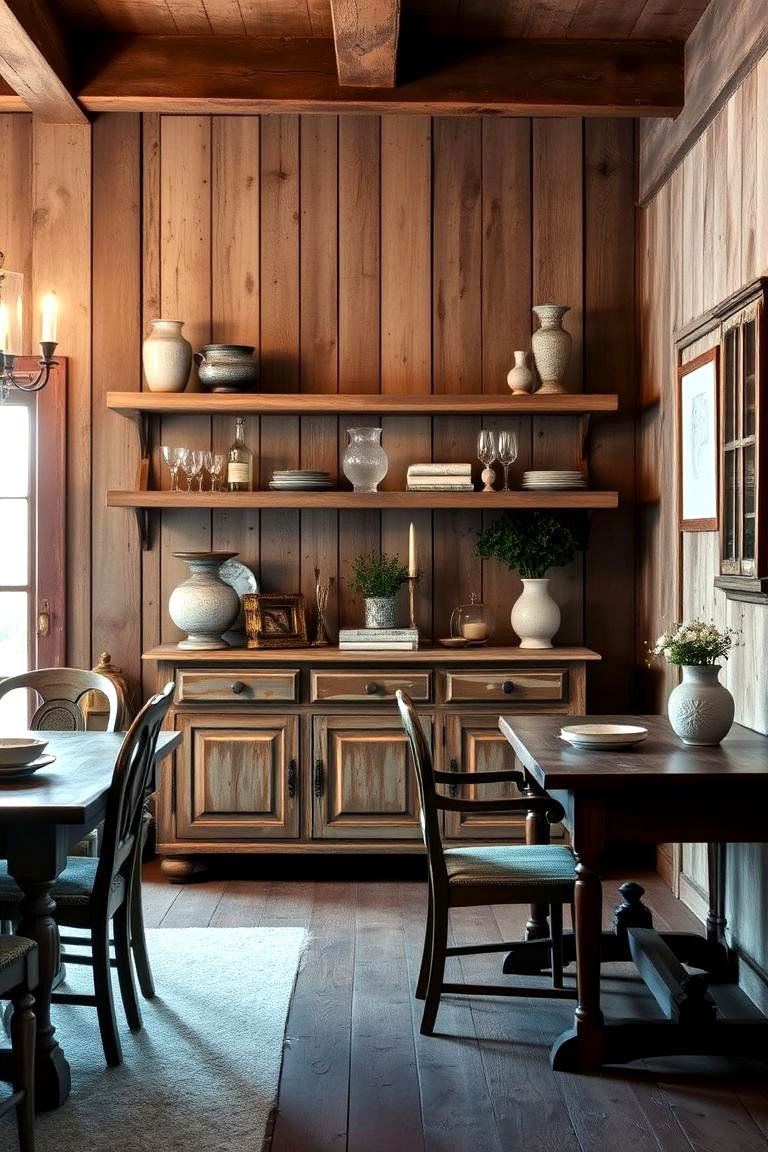 Weathered Wood Accents - 24 French Country Dining Room Ideas