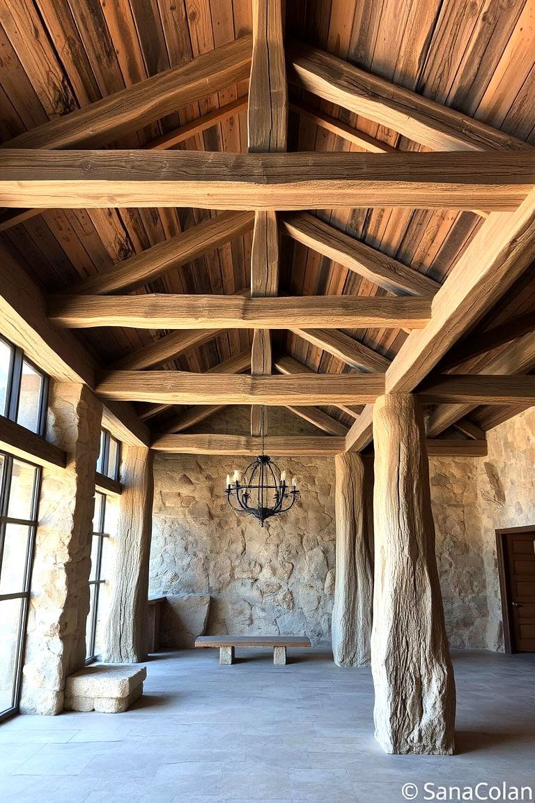Weathered Wood and Stone Accents - 24 Hunting Man Cave Ideas