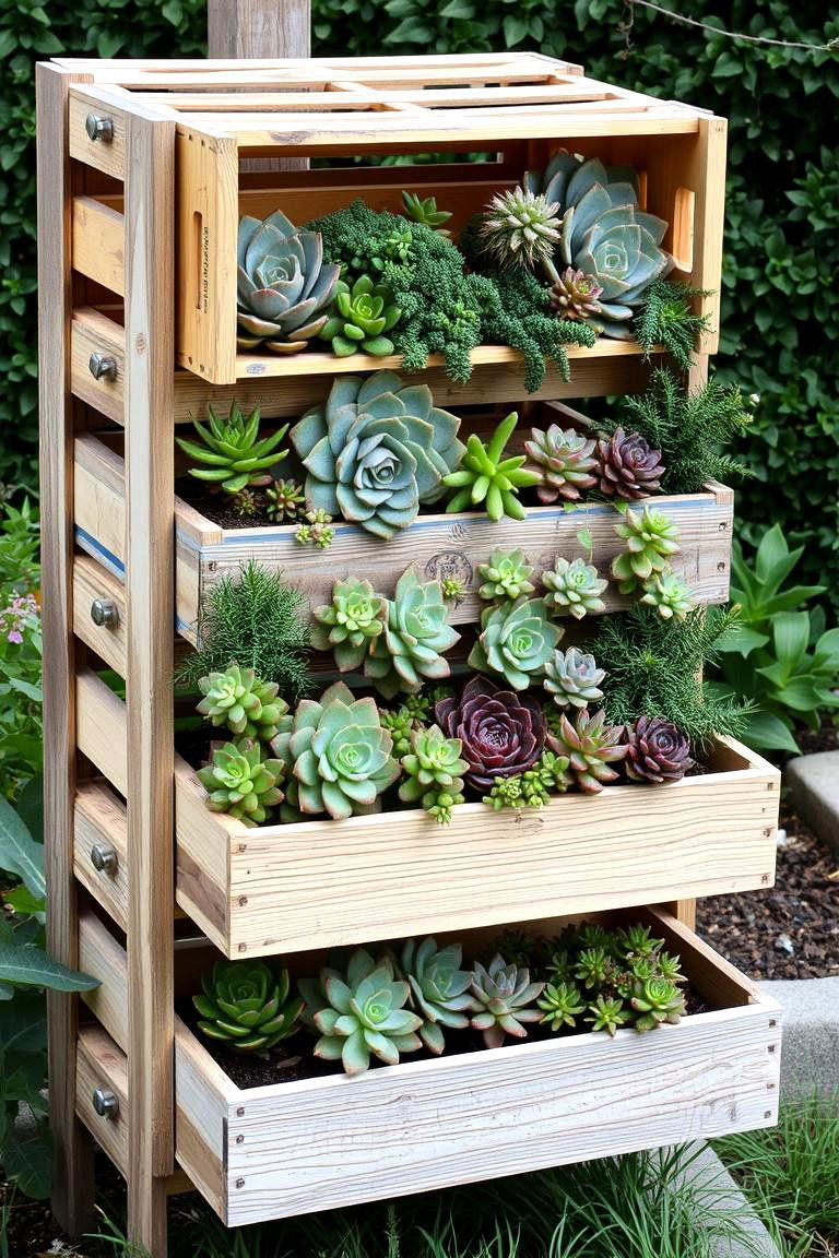 Weathered Wooden Crates - 24 Outdoor Succulent Container Ideas
