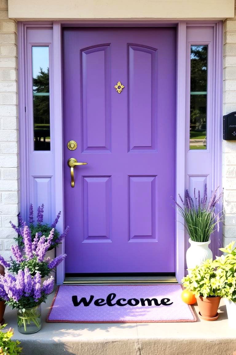 Welcoming Lavender Door Mat Decor - 24 Lavender Front Door Ideas