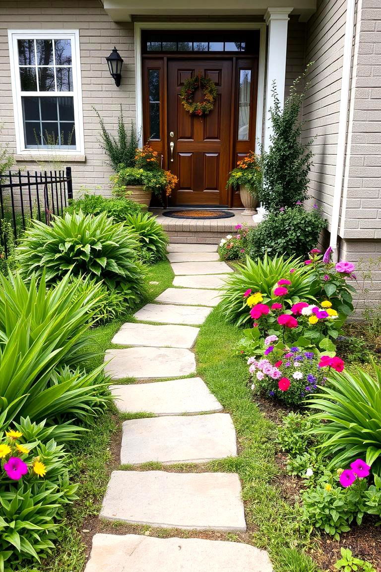 Welcoming Pathway Garden - 24 Small Front Yard Landscaping Ideas