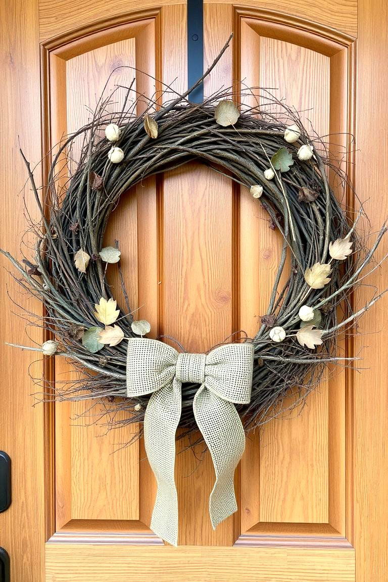 Welcoming Rustic Door Wreath - 24 Rustic Front Porch Ideas