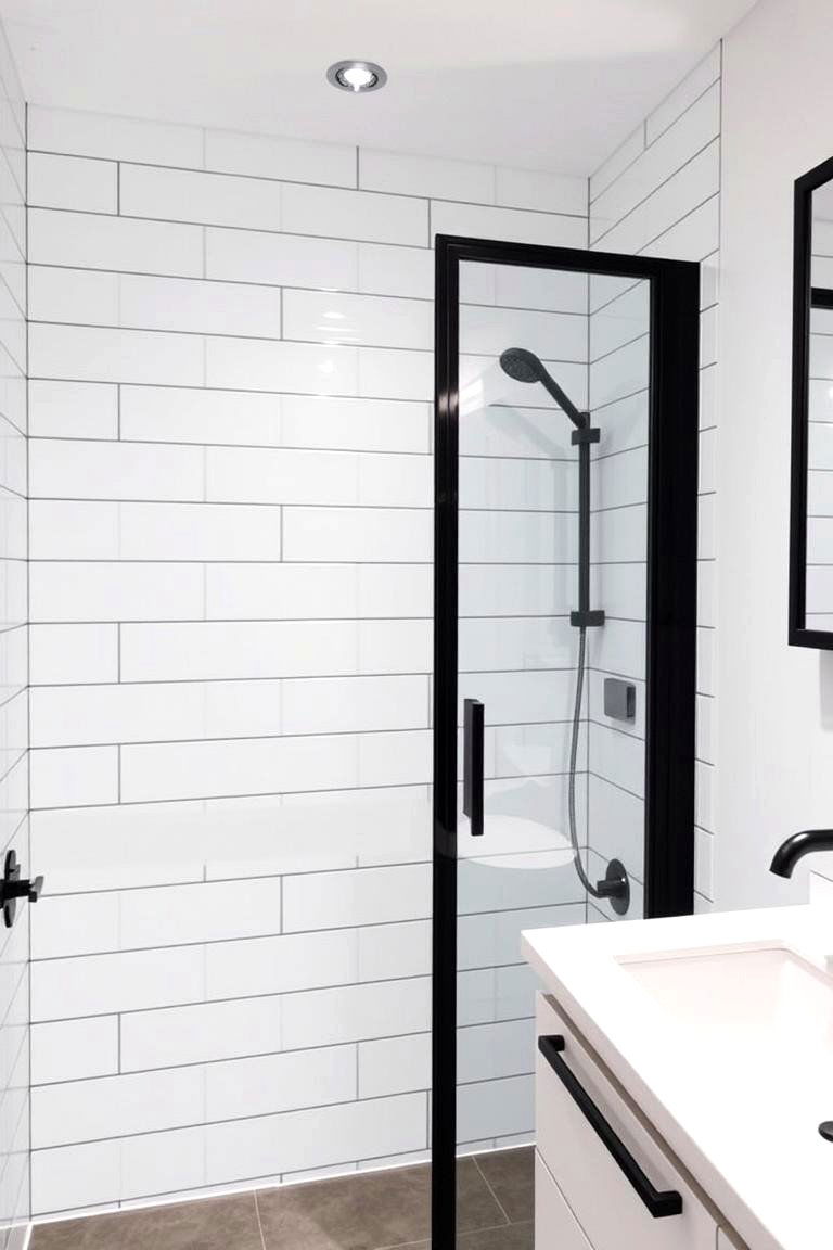 Wet Room with Contrasting Grout - 24 Wet Room Ideas