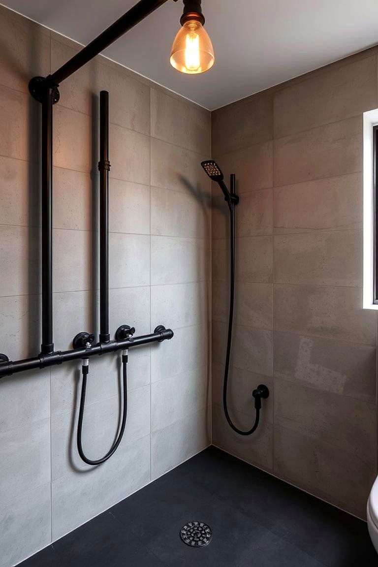 Wet Room with Industrial Style Elements - 24 Wet Room Ideas