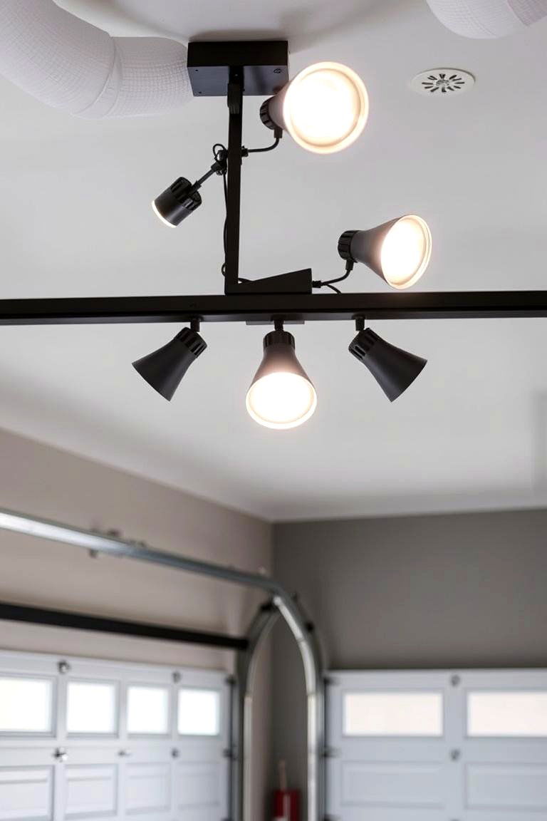 What About Stylish Track Lighting - 24 Garage Lighting Ideas