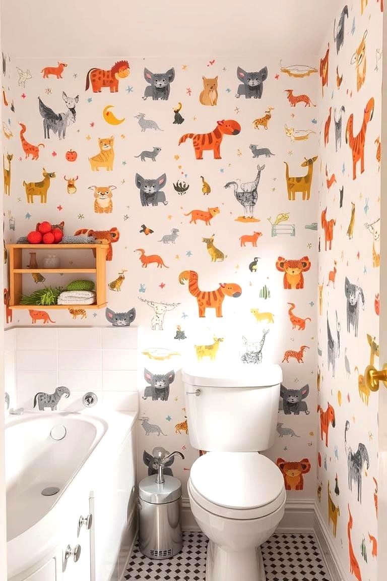 Whimsical Animal Illustrations - 24 Bathroom Wallpaper Ideas