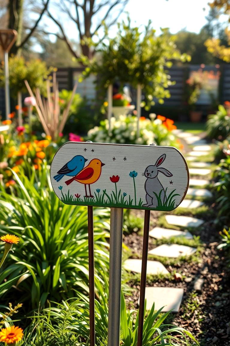 Whimsical Animal Themed Garden Sign - 24 Garden Sign Ideas