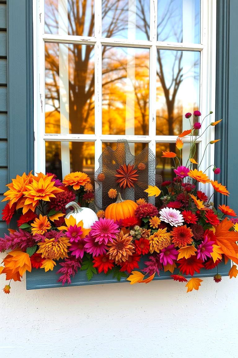 Whimsical Autumn Arrangement - 24 Fall Window Box Ideas