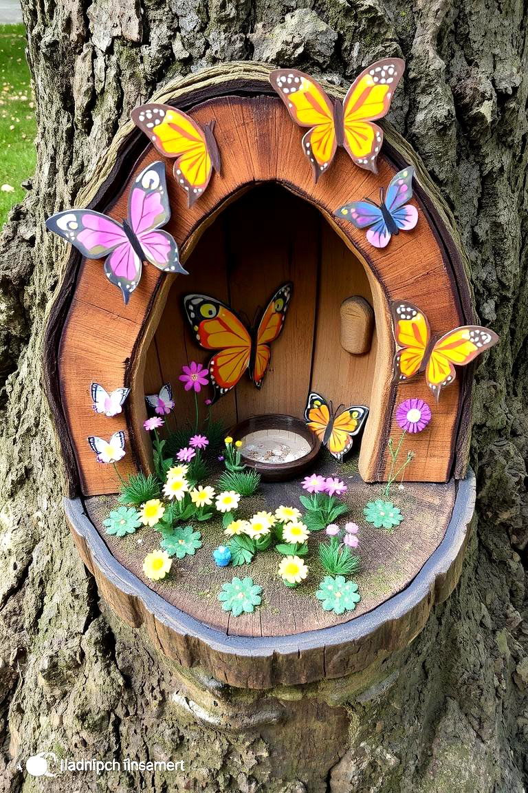 Whimsical Butterfly Nook - 24 Tree Stump Fairy Garden Ideas