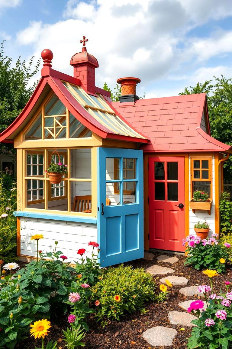 Whimsical Cottage Greenhouse and Shed - 24 Greenhouse and Shed Combo Ideas