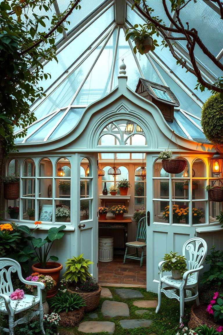 Whimsical Cottage Greenhouse - 24 Corner Greenhouse Ideas