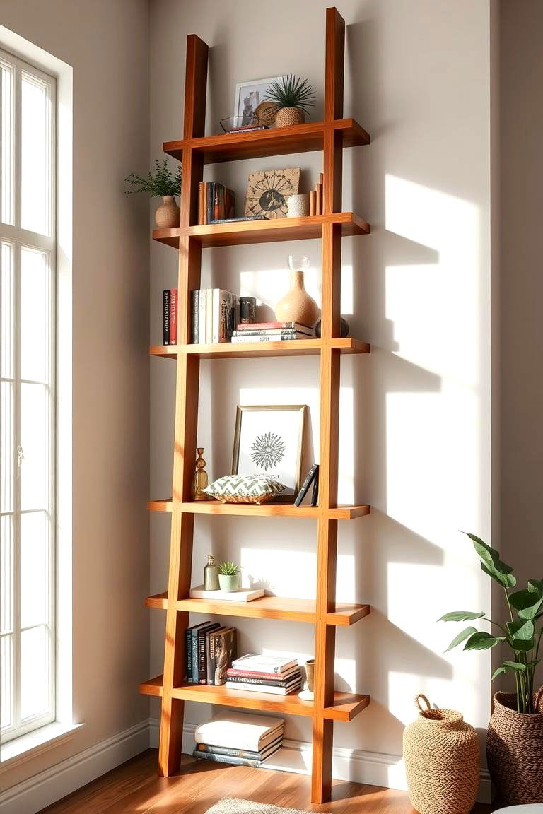 Whimsical Floating Ladder Shelf - 24 Bookshelf Decor Ideas