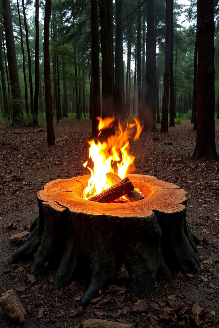 Whimsical Forest Flame - 24 Tree Stump Fire Pit Ideas
